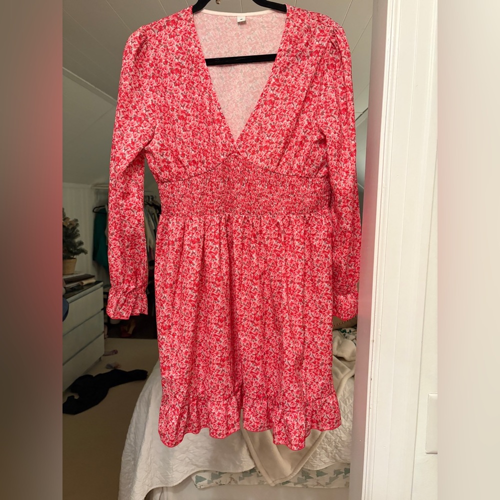 Floral Pink Long Sleeve Dress